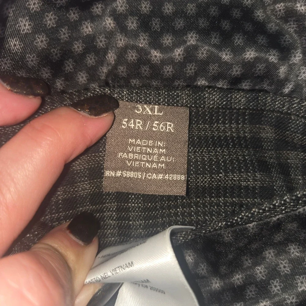 Oak Hill DXL Mens Grey Glen Plaid Blazer Jacket 3XL 54R 56R Two Button Stretch